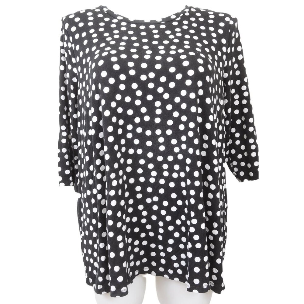Jessica London PLUS 18/20 Polka Dot T-Shirt Top 3/4 Sleeves Vacation Travel Busi